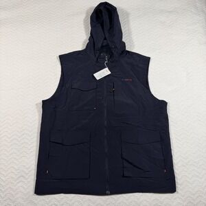 Outdoor Utility Vest M2C Mens XXL Navy Blue Hooded Jacket Nylon Polyester Sports